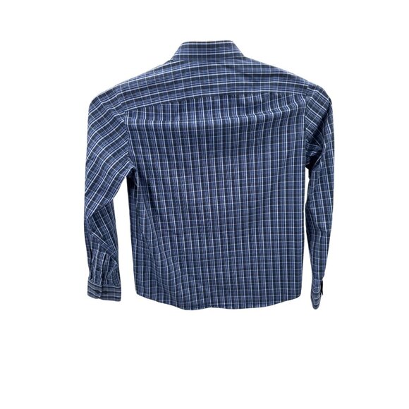 UNTUCKit Button UP Dress Shirt Navy Blue Plaid Size Large Men's Long Sleeve - Picture 3 of 5